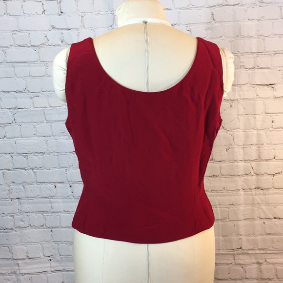 Albert Nipon Red Sleeveless Top Size 10 - Picture 4 of 6